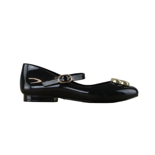 Sapatilha Petite Jolie Flor Metalizada - Preto