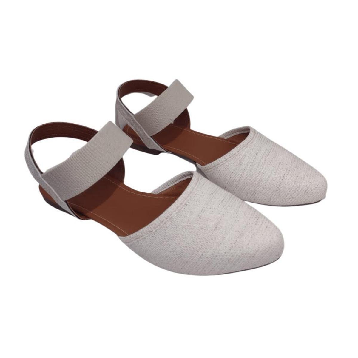 Sapatilha Salomé Feminina Elástico Estilo Conforto Dia a Dia - Off White Menor preço em Sapatilha Salomé Feminina Elástico Estilo Conforto Dia a Dia - Off White