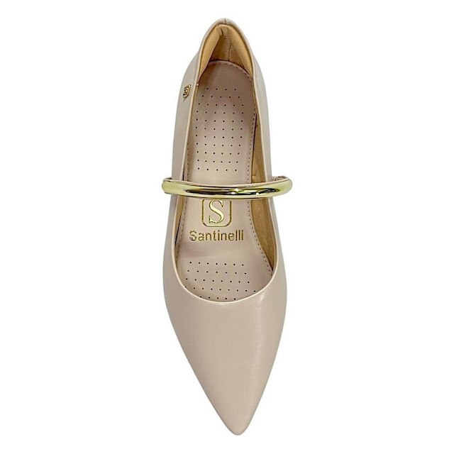 Sapatilha Santinelli Feminina Bico Fino 1600-034 Creme