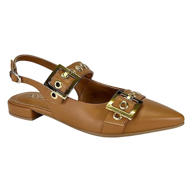 Sapatilha Santinelli Slingback Fivelas 1558-011 Âmbar