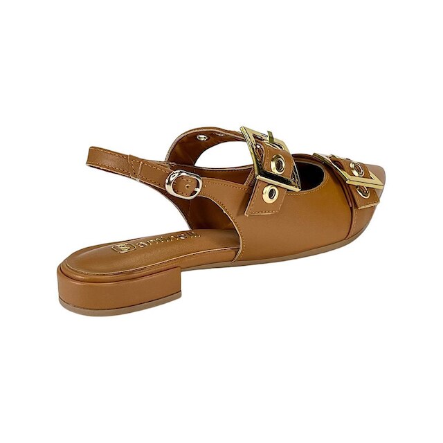 Sapatilha Santinelli Slingback Fivelas 1558-011 Âmbar