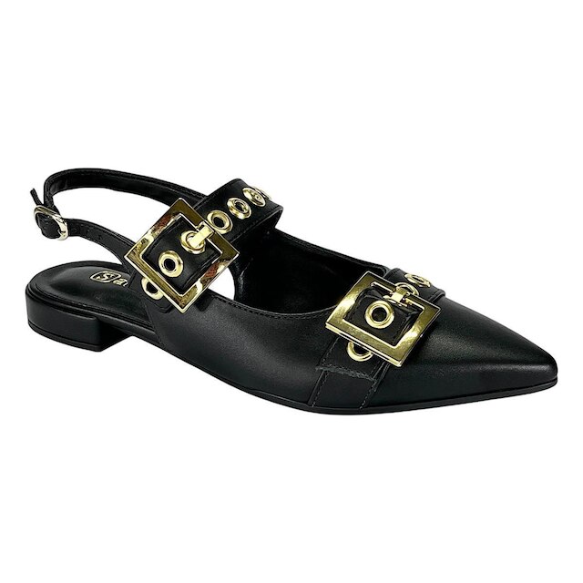 Sapatilha Santinelli Slingback Fivelas 1558-011 Preto
