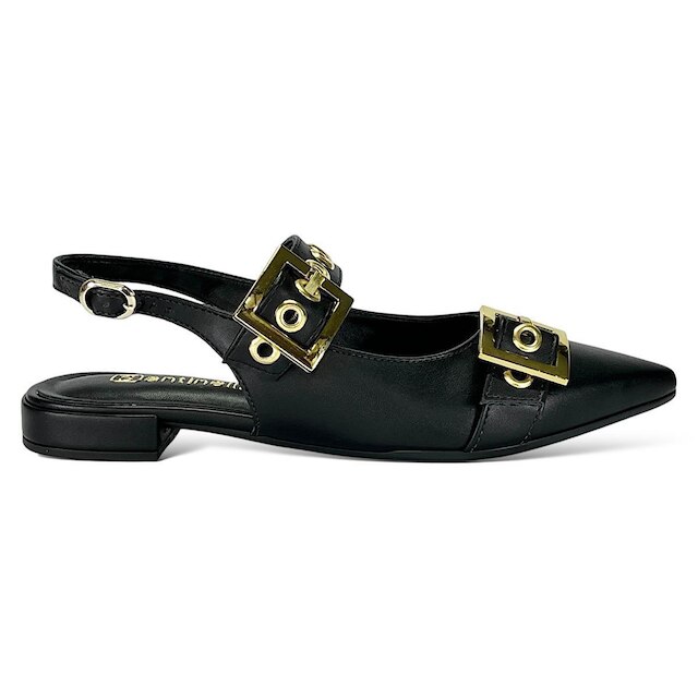 Sapatilha Santinelli Slingback Fivelas 1558-011 Preto