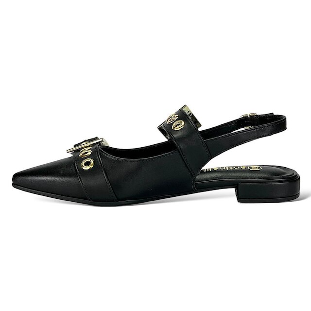 Sapatilha Santinelli Slingback Fivelas 1558-011 Preto