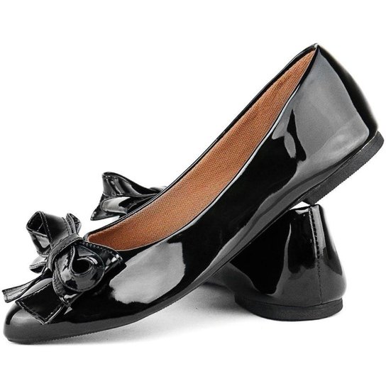 Sapatilha SapatoFran Bico Fino Enfeite Feminina - Preto