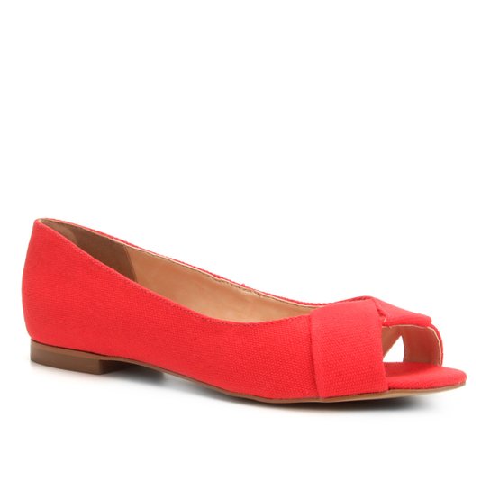 Sapatilha Shoestock Aberta Lona Feminina - Vermelho