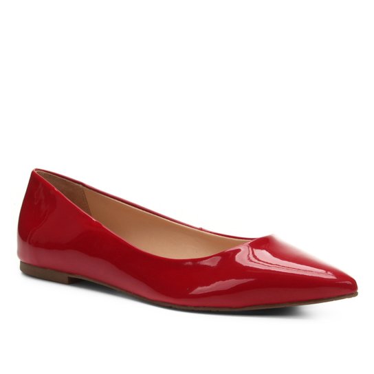 Sapatilha Shoestock Básica Bico Fino Feminina - Vermelho