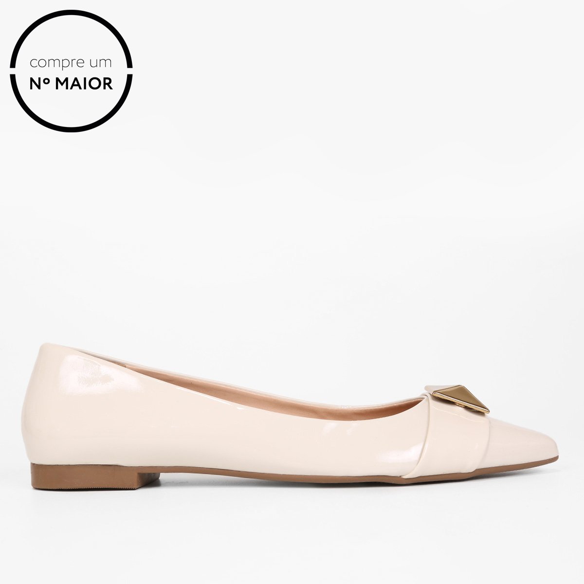 Sapatilha Shoestock Bico Fino Enfeite Stud Metal Feminina - Off White Menor preço em Sapatilha Shoestock Bico Fino Enfeite Stud Metal Feminina - Off White