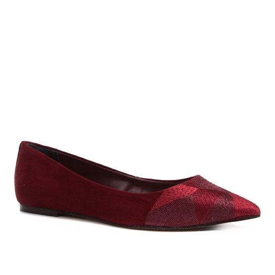 Sapatilha Shoestock Bico Fino Geometric Feminina - Vinho