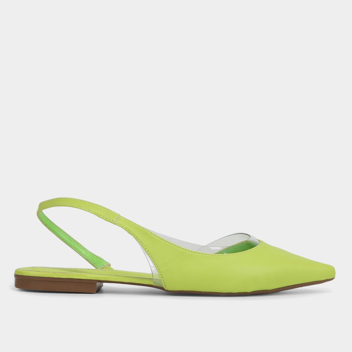 Sapatilha Shoestock Bico Fino Slingback Vinil Feminina - Verde Menor preço em Sapatilha Shoestock Bico Fino Slingback Vinil Feminina - Verde