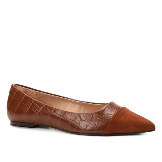 Sapatilha Shoestock Bico Fino Straps Feminina - Caramelo