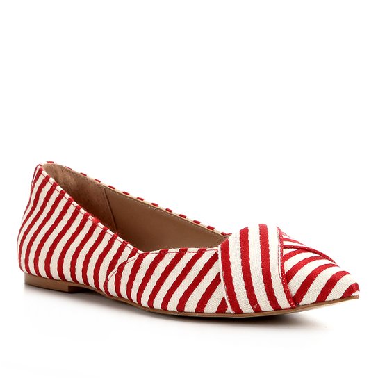 Sapatilha Shoestock Bico Fino Tecido - Vermelho