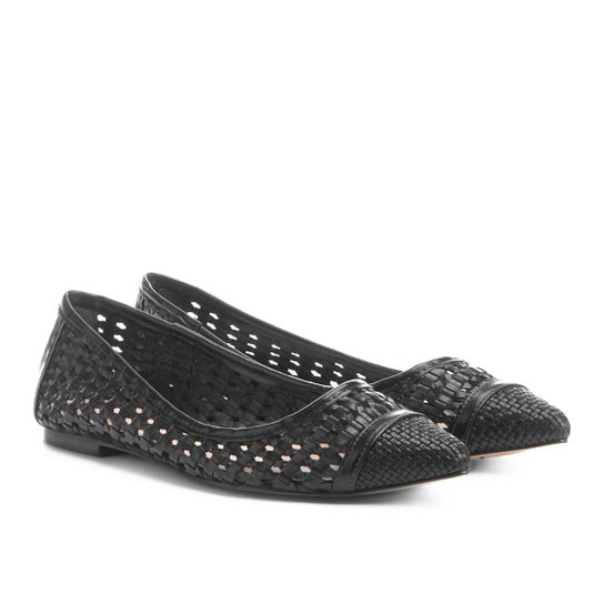 Sapatilha Shoestock Bico Fino Tressê Feminina - Preto