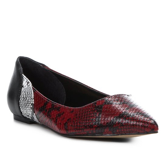 Sapatilha Shoestock Bico Fino Wild Snake Feminina - Vinho