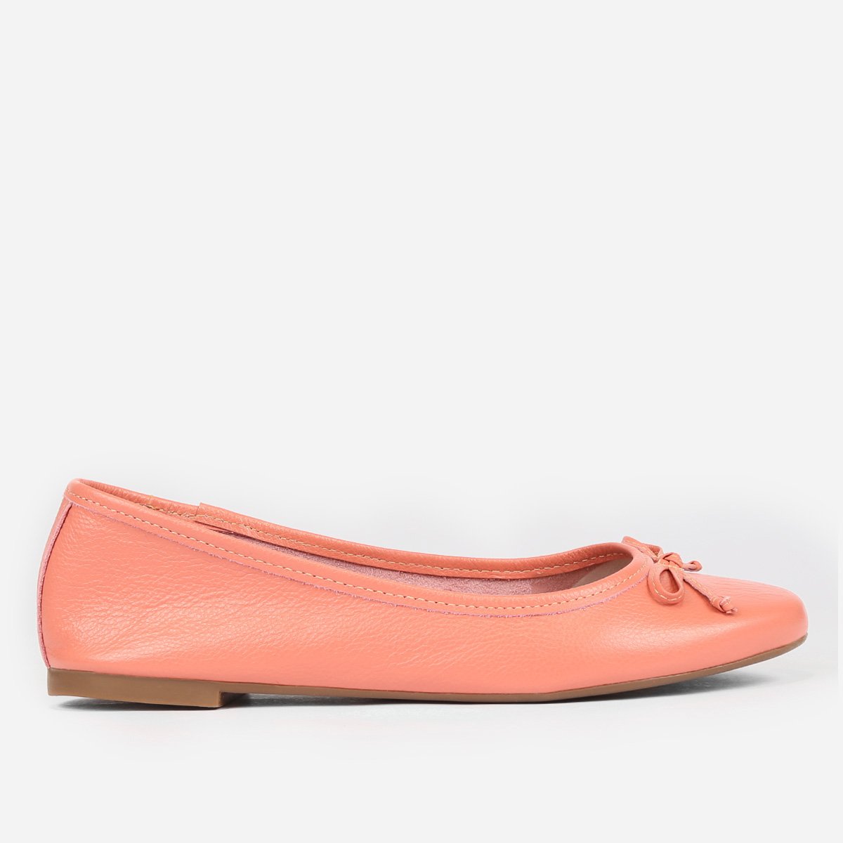 Sapatilha Shoestock Couro Bico Redondo - Coral Menor preço em Sapatilha Shoestock Couro Bico Redondo - Coral