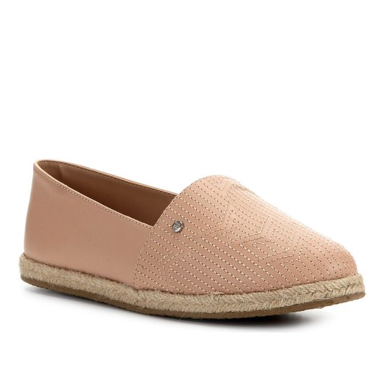 Sapatilha Shoestock Flat Corda Couro Matelasse - Nude