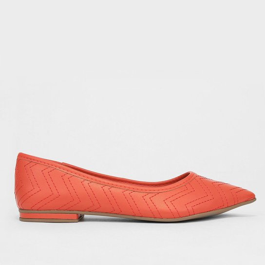 Sapatilha Shoestock For You Bico Fino Bordada Feminina - Laranja