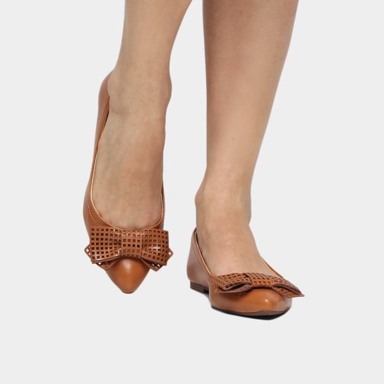 Sapatilha Shoestock Laço Laser - Caramelo