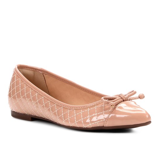 Sapatilha Shoestock Matelassê Bico Fino Laço Feminina - Rosa Claro