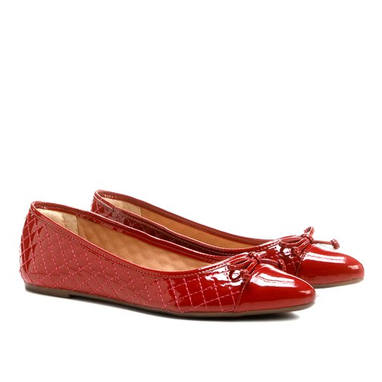 Sapatilha Shoestock Matelassê Bico Fino - Vermelho
