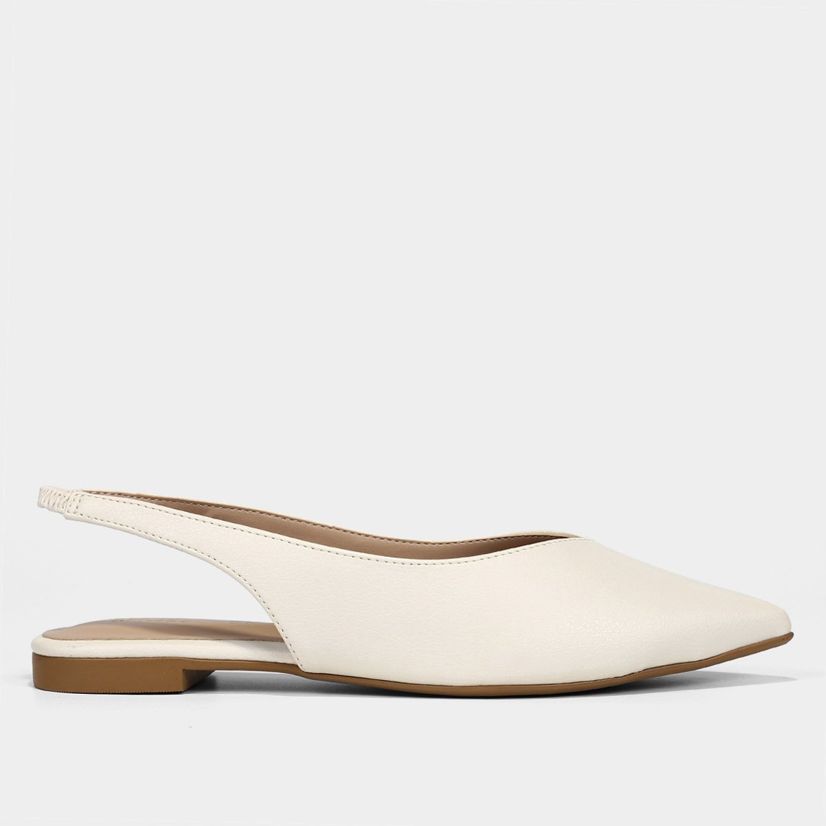 Sapatilha Shoestock Slingback Bico Fino Feminina - Off White Menor preço em Sapatilha Shoestock Slingback Bico Fino Feminina - Off White