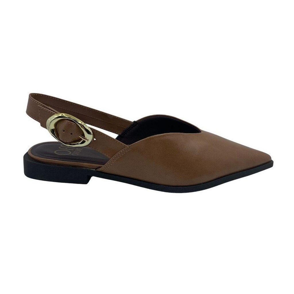 Sapatilha Slingback Offline Bico Fino Marrom 24397 - Caramelo 35