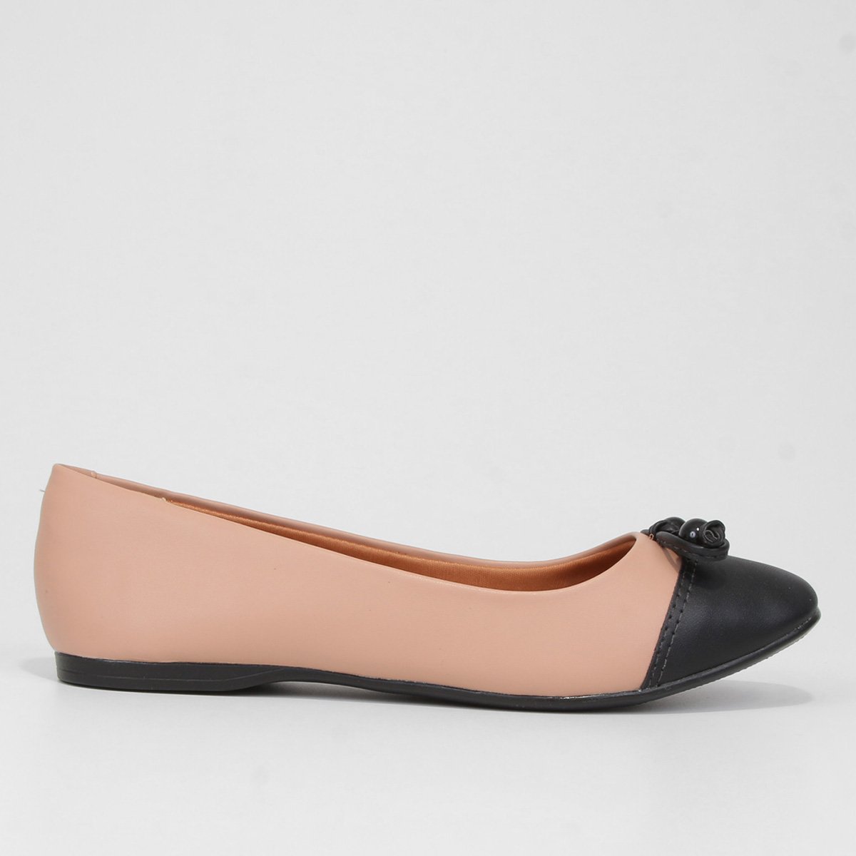 Sapatilha Studio Ana Paula Bico Quadrado Verniz Feminina - Nude+Preto Menor preço em Sapatilha Studio Ana Paula Bico Quadrado Verniz Feminina - Nude+Preto