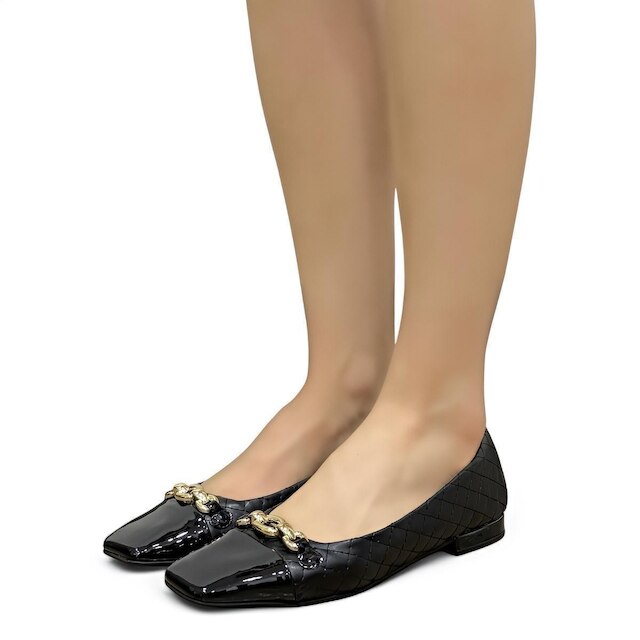 Sapatilha Sua Cia Bico Quadrado Feminina Casual Matelassê