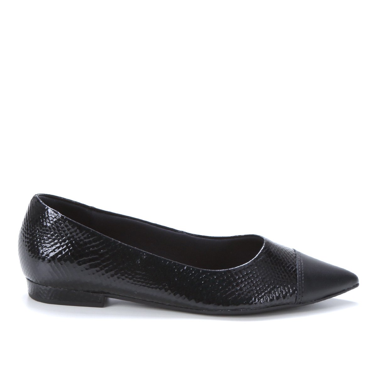 Sapatilha Usaflex Textura Bico Fino Feminina - Preto Menor preço em Sapatilha Usaflex Textura Bico Fino Feminina - Preto
