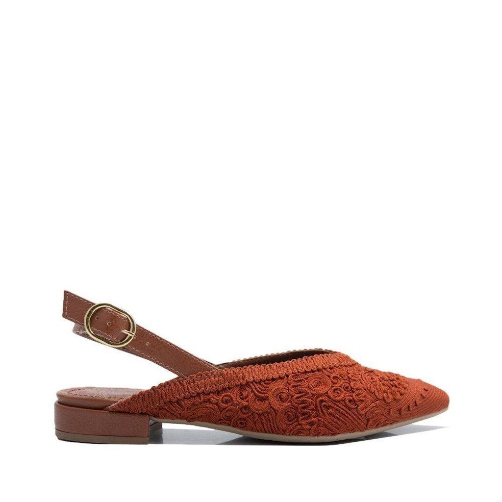 Sapatilha Via Comfort Slingback Tramada Canela