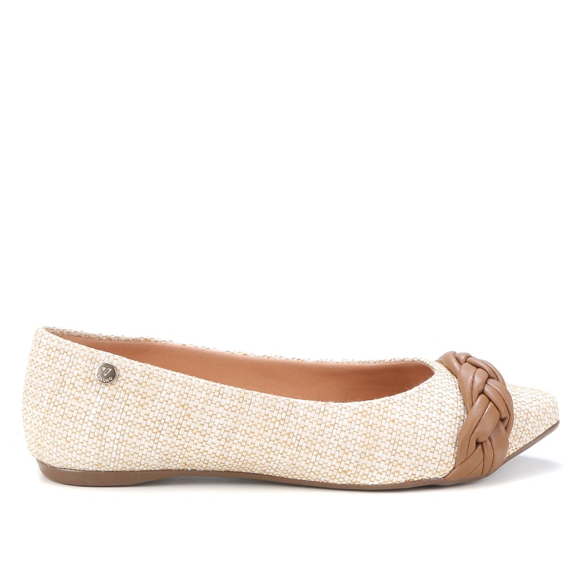 Sapatilha Via Uno Jeans Bico Fino E Tira Trançada Feminina - Areia+Marrom Menor preço em Sapatilha Via Uno Jeans Bico Fino E Tira Trançada Feminina - Areia+Marrom