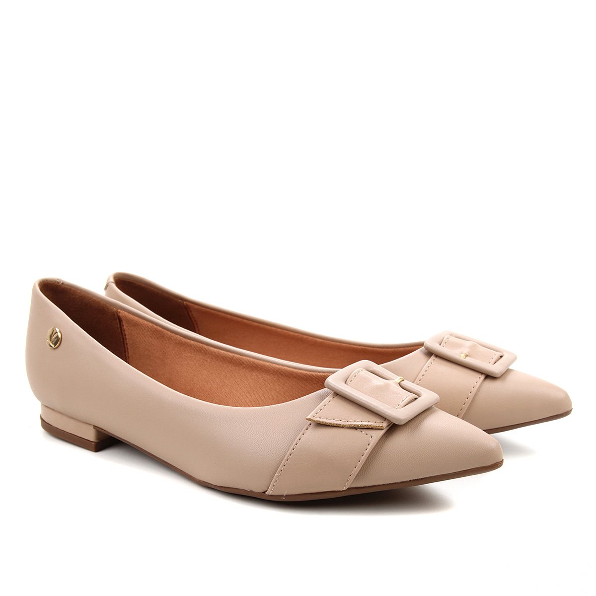 Sapatilha Vizzano Fivela Bico Fino Feminina - Bege Menor preço em Sapatilha Vizzano Fivela Bico Fino Feminina - Bege