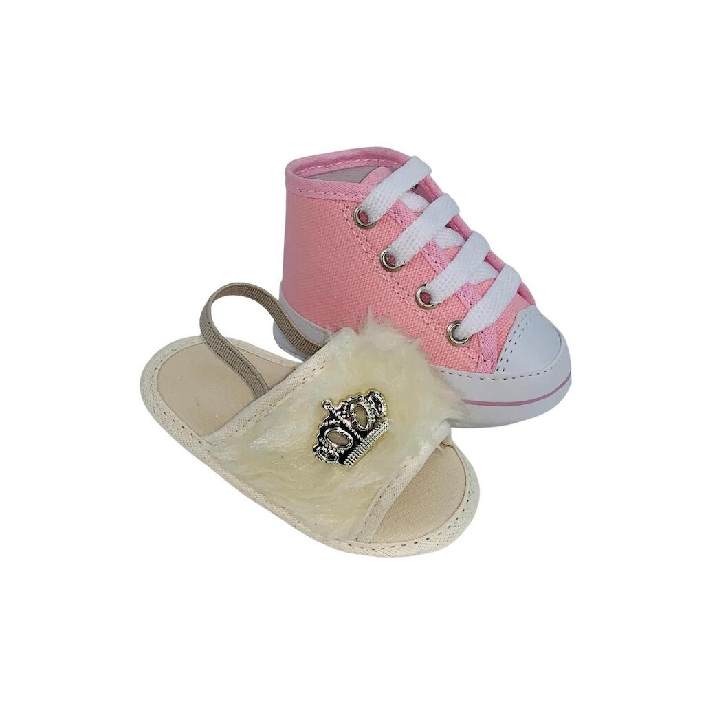 Sapatinho De Bebê + Sandália De Bebê Do 13 Ao 18 Direto Da Fabrica S100 Bege + T20