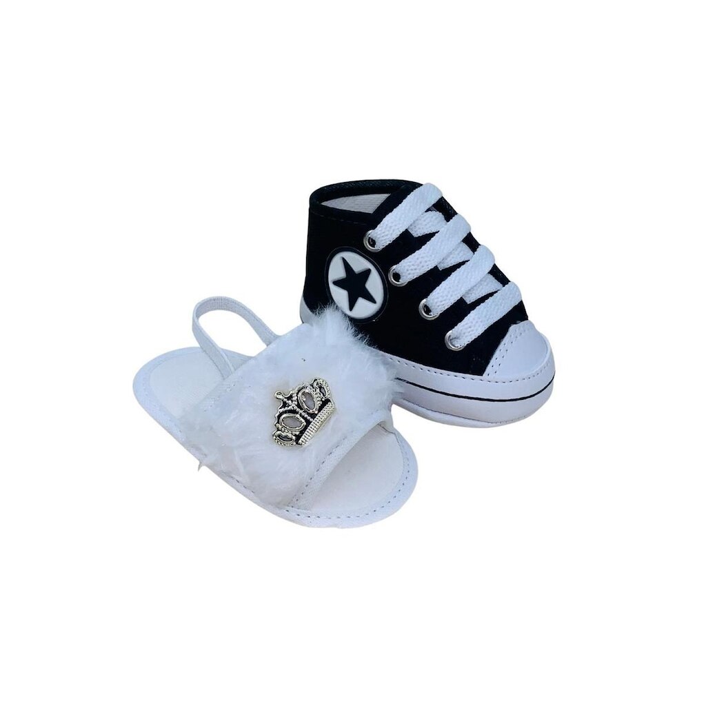 Sapatinho De Bebê + Sandália De Bebê Do 13 Ao 18 Direto Da Fabrica S100 Branca + T40