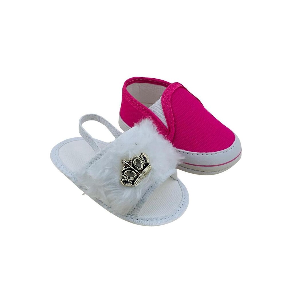 Sapatinho De Bebê + Sandália De Bebê Do 13 Ao 18 Direto Da Fabrica S100 Branca + T50