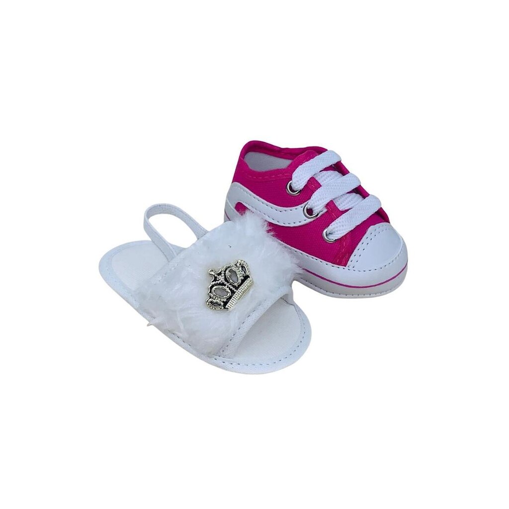 Sapatinho De Bebê + Sandália De Bebê Do 13 Ao 18 Direto Da Fabrica S100 Branca + T80