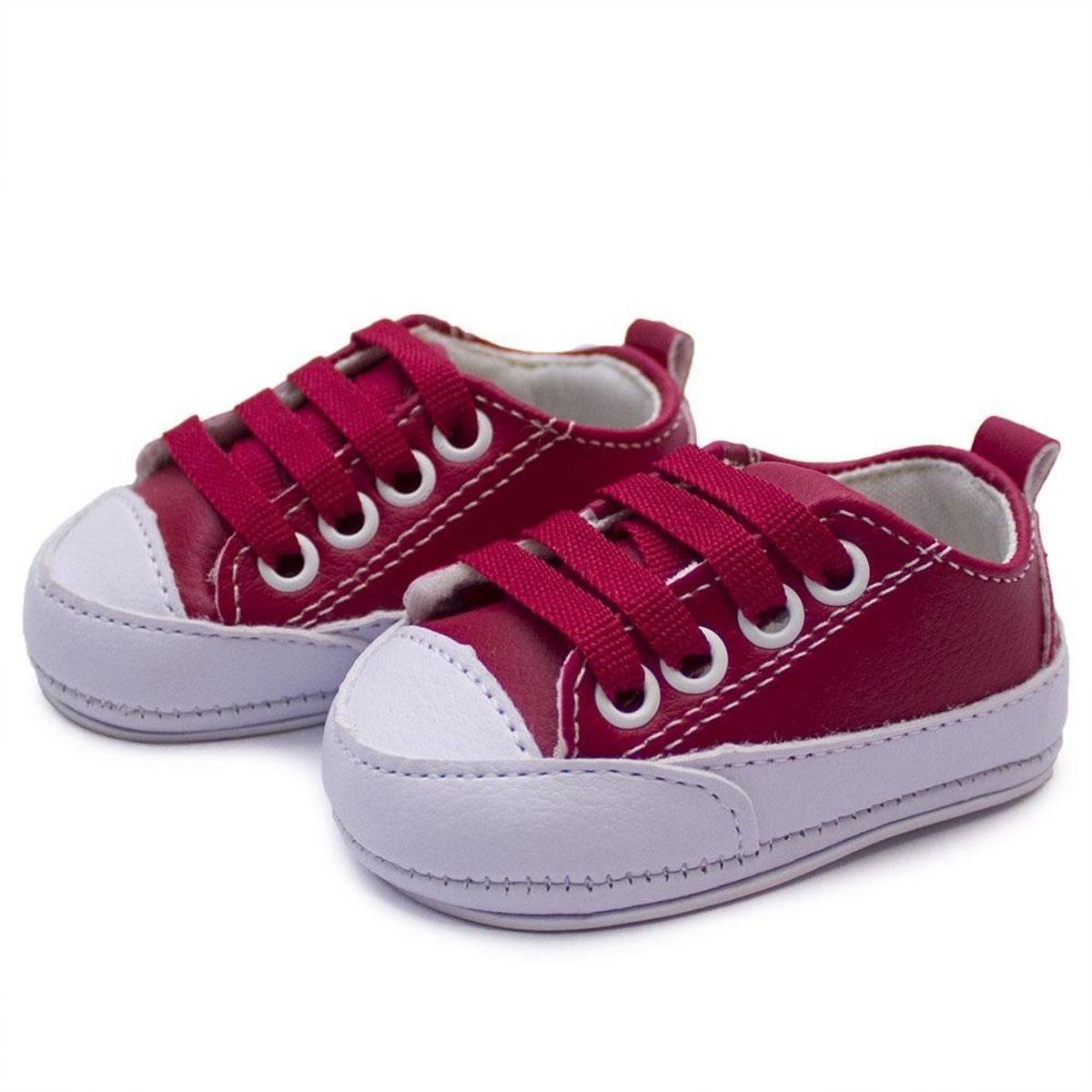 Sapatinho Tenis Bebe Com Cadarço Cano Curto Macio - Vermelho Menor preço em Sapatinho Tenis Bebe Com Cadarço Cano Curto Macio - Vermelho