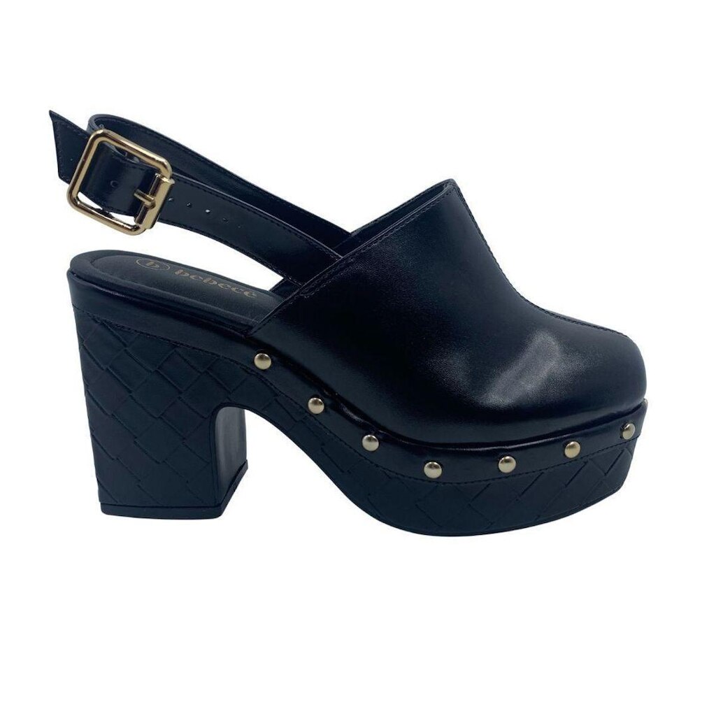 Sapato Bebecê Clog Casual Salto Bloco Preto 5120664 - Preto 36