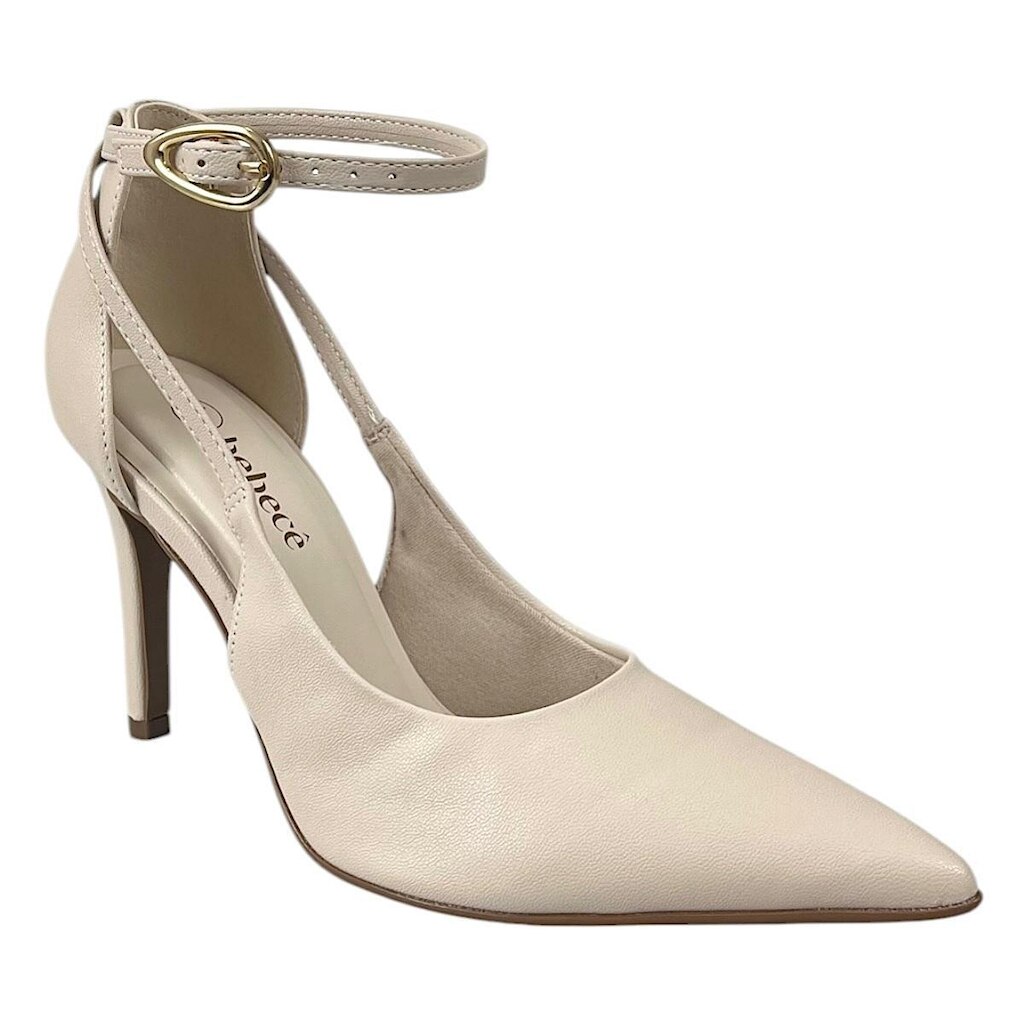 Sapato Bebecê Scarpin Bico Fino T9430-293 Bege Aveia