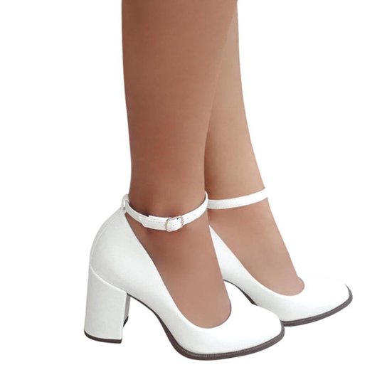 Boneca Retro Sapato De Boneca Salto Grosso Sapato Boneca Branco