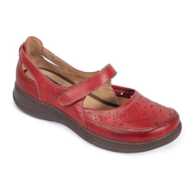 Sapato Boneca Couro Feminino Perfuros Macio Moderno Casual