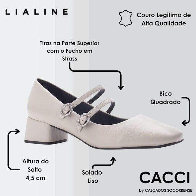Sapato Boneca Couro Salto Bloco Lia Line + Natália Toscano
