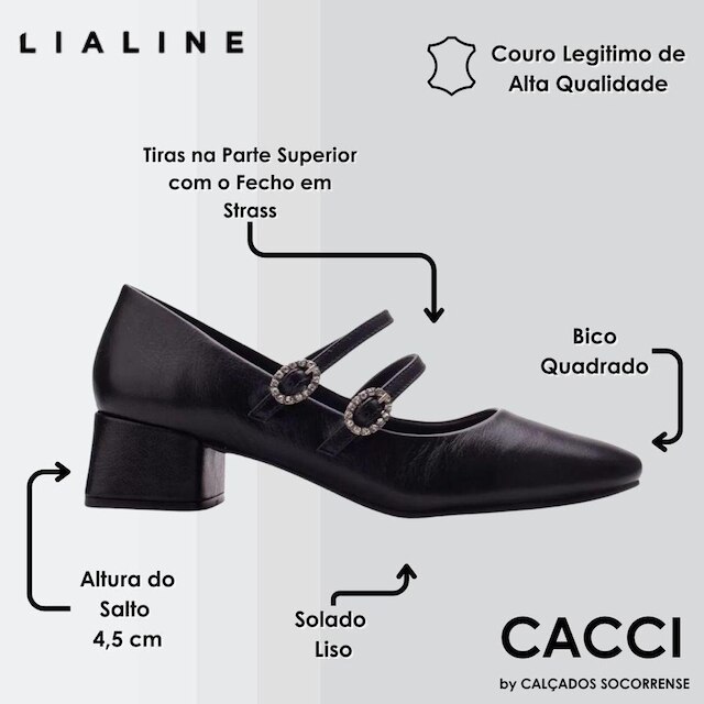 Sapato Boneca Couro Salto Bloco Lia Line + Natália Toscano