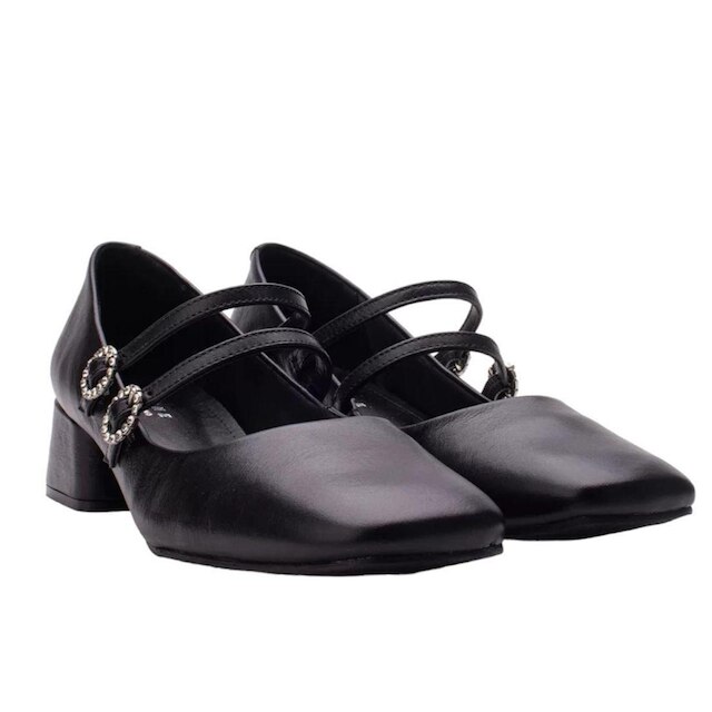 Sapato Boneca Couro Salto Bloco Lia Line + Natália Toscano