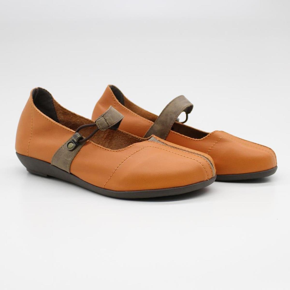 Sapato Boneca Feminino Elástico Bico Arredondado Leve Casual - Laranja |  Zattini