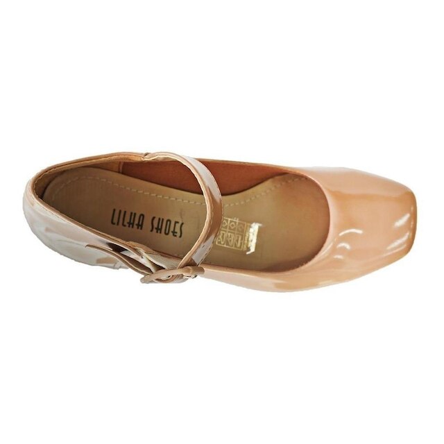 Sapato Boneca Social Preto Nude Branco Feminino Salto Grosso Marinho Verniz 39
