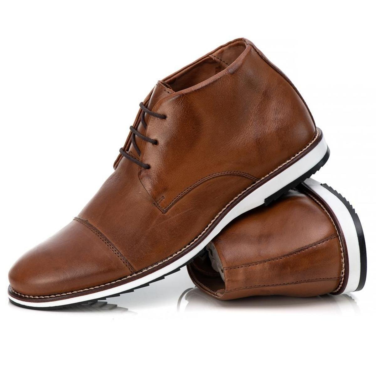Sapato Bota Cano Baixo Oxford Casual Masculino Brogue Premium Couro Confort Andora - Marrom Menor preço em Sapato Bota Cano Baixo Oxford Casual Masculino Brogue Premium Couro Confort Andora - Marrom