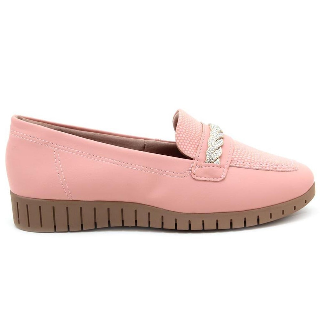 Sapato Campesí Loafer Casual Texturizada Brilho Conforto Feminino L9167