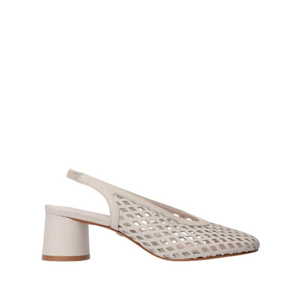 Sapato Carrano Scarpin Slingback Breeze Salto Oval Couro Off White Vanilla