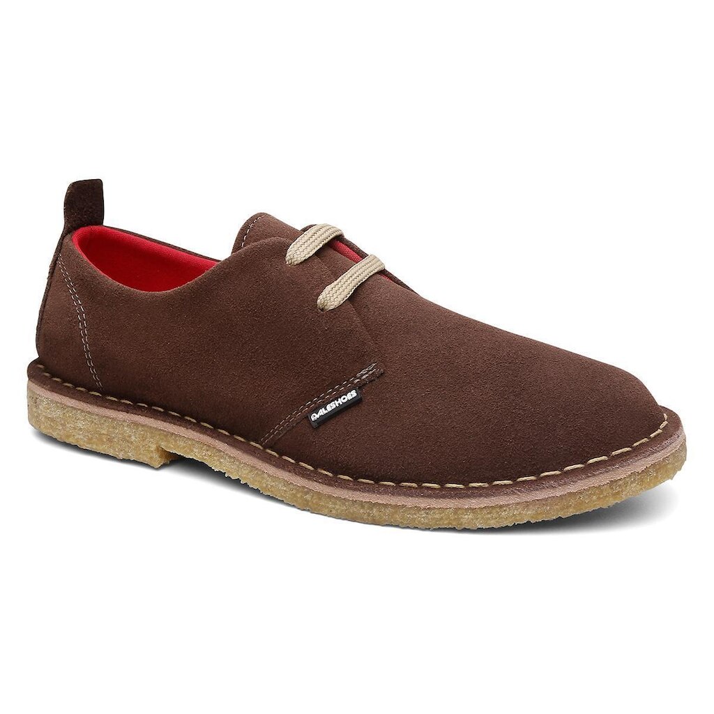 Sapato casual assandalhado unissex couro camurça chocolate sola borracha crepe látex seringueira.